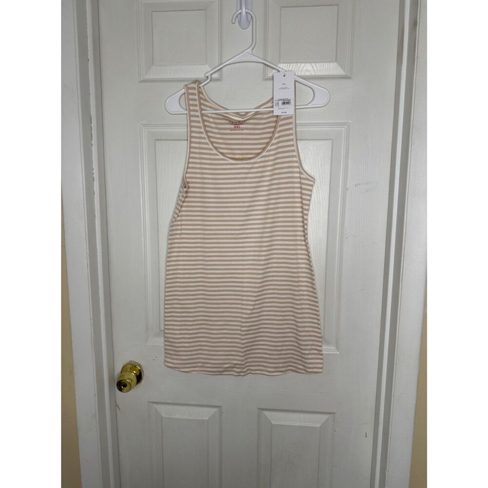 Ingrid & Isabel Beige and White Striped Tank Top